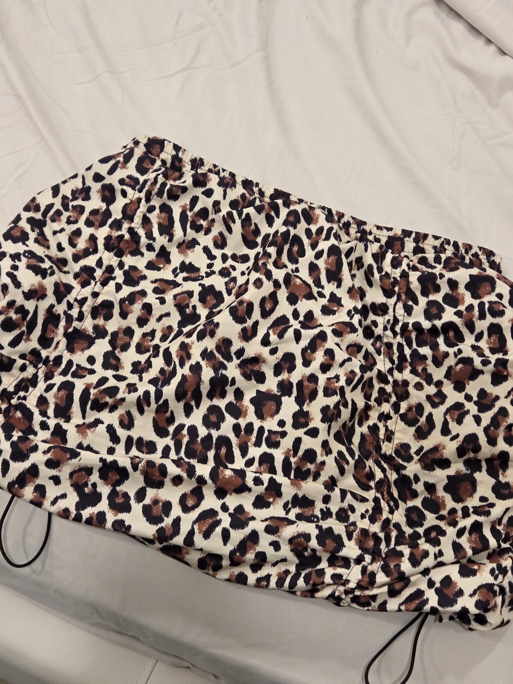 Leopard Print Mini Dress - Brown/Black on Cream